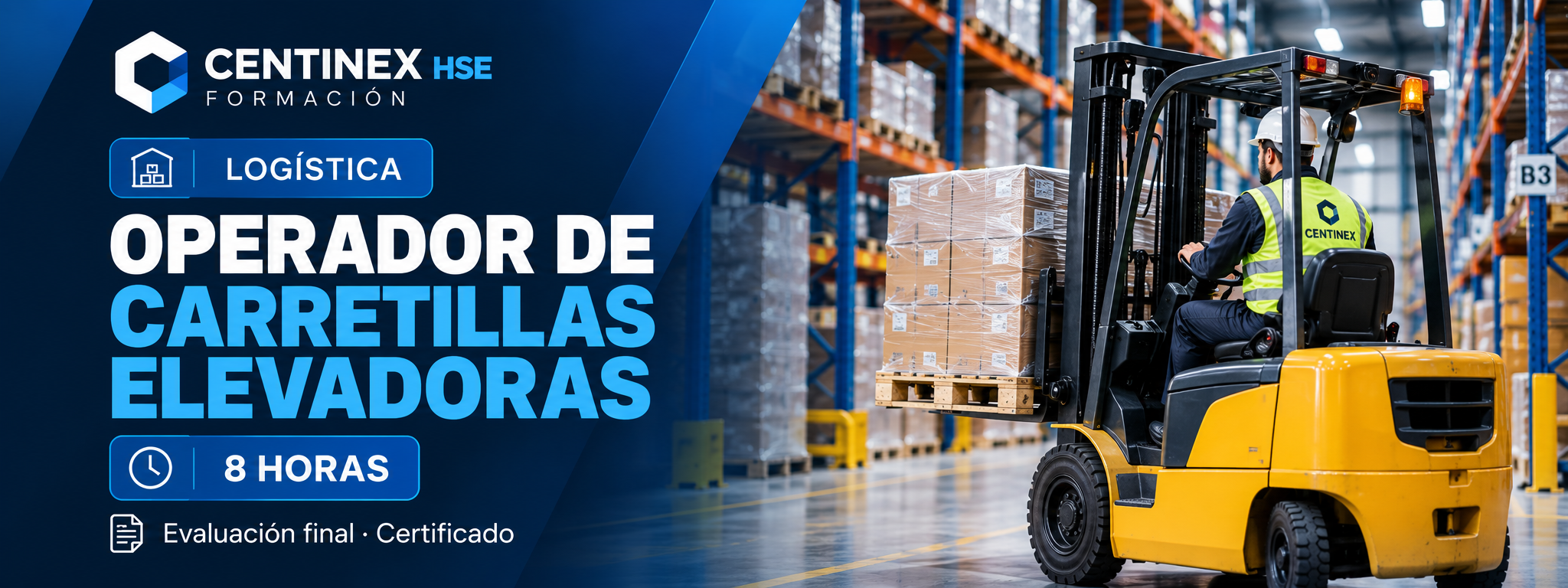 Portada de OPERADOR DE CARRETILLAS ELEVADORAS · LOGÍSTICA · 8 HORAS